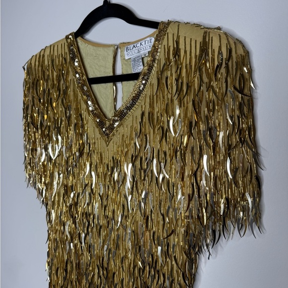 Vintage 90’s Oleg Cassini Barbie Movie Dagger Sequin Sheath Dress Size 4 - Picture 2 of 14